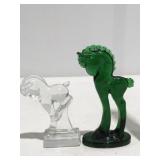 Mosser Green glass, Trojan horse pony figurine &