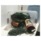 Christmas lights in a tote