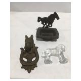 Metal and glass horse decor