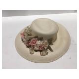White straw hat with flowers