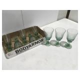 Green glass stemware
