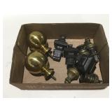 Curtain rod ends, plastic and metal