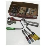 Tools chisels, adjustable wrenches, prybar, vise