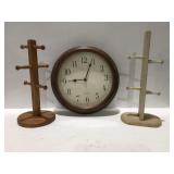 Wall clock and coffee cup holders