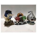 M&M candy and Hershey kisses dispensers