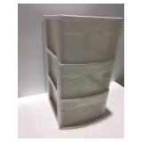 Three drawer plastic storage bin