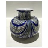 Art glass vase 7 1/2" tall 8 1/2 " wide heavy