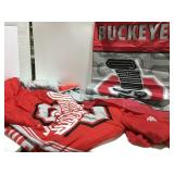 Ohio State comforter, blanket & flag