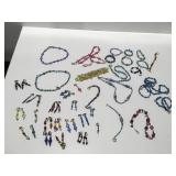 Beaded necklaces, bracelets, earrings