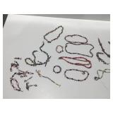 Beaded necklaces, bracelets, earrings