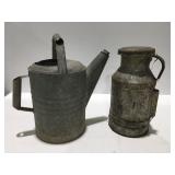 Vintage watering can and creamer can with lid