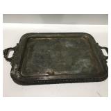 Large metal serving platter, damaged