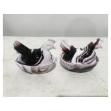 Vintage Hsinchu purple amethyst slag hen on nest
