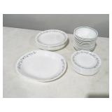 Corelle plates, and bowls