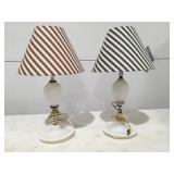 2 milk glass lamps