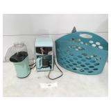 Popcorn maker, coffee maker, laundry basket