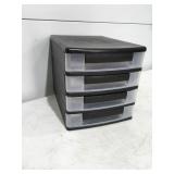 Plastic storage bin with copier paper and more