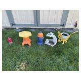 Concrete statuesButterfly plant stand is steel