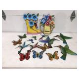 Metal wall decor, hummingbirds butterflies