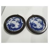 Mottahedeh Blue and white dragon plate framed