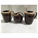 3 Brown drip glaze, pottery pitchers Hull