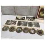 Currier & Ives colored pictures brass frames with