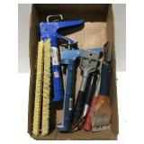 Scrapers, caulking guns brushes