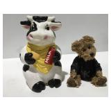 Cow cookie jar and wax bear