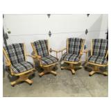 4 Rolling cushion wood chairs