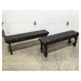 2 wood painted benches 48 inches long
