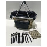 Picnic time, collapsible, basket, and flatware