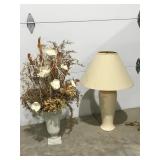Table lamp vase with fake flowers