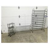 Shoe racks and small cart