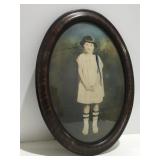 Antique oval bubble glass picture frame