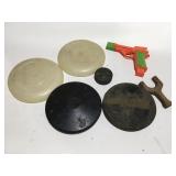 Practice disc throwers, Frisbees and more