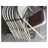 Nine metal folding chairs dolly not included