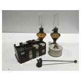 Vintage poker chip holder oil lamps