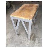 Metal table wood top