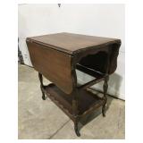 Wood drop leaf server removable glass shelf