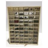 Plastic parts organizer with contents 18" x 14