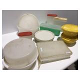 Vintage Tupperware items in tote