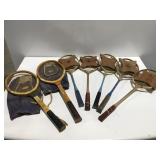 Vintage badminton and tennis rackets