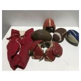 Vintage football pads and helmet and football and