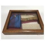 Antique scarfs handkerchiefs framed with story