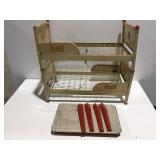 Vintage metal doll bunkbeds and small table &