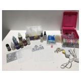 Crafting items, stencils, glue, gun, glitter,