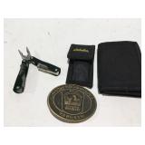 Small Cabelaï¿½s multitool, trifold, nylon wallet,