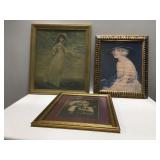 3 vintage wall hanging pictures