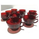 Vintage ruby red mid-century cups