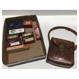 Homemade leather pouch, empty Lyman sight boxes